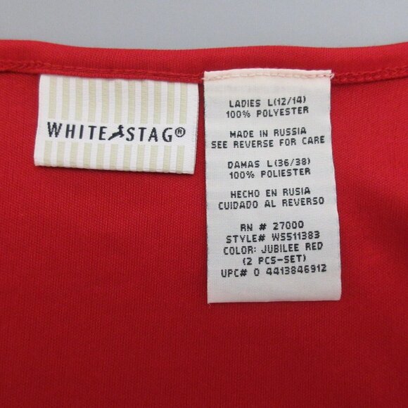 VTG White Stag 2-pc Semi Sheer Button Front Blouse w/Tank Large 12-14 Red Career - Picture 8 of 9
